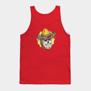 Day of the Dead Sugar Skull Taco with Sombrero Tank Top